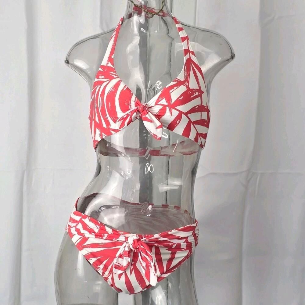 Carmen Marc Valvo Tie Front Bikini Swimsuit | Top Size XS Bottom Size S